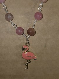 Flamingo and gemstone wire wrapped jewelry set