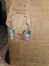 Fire cracked glass wire wrapped jewelry set
