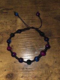 Celestial galaxy tiger eye adjustable macramé bracelet