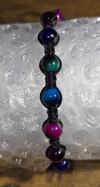 Celestial galaxy tiger eye adjustable macramé bracelet