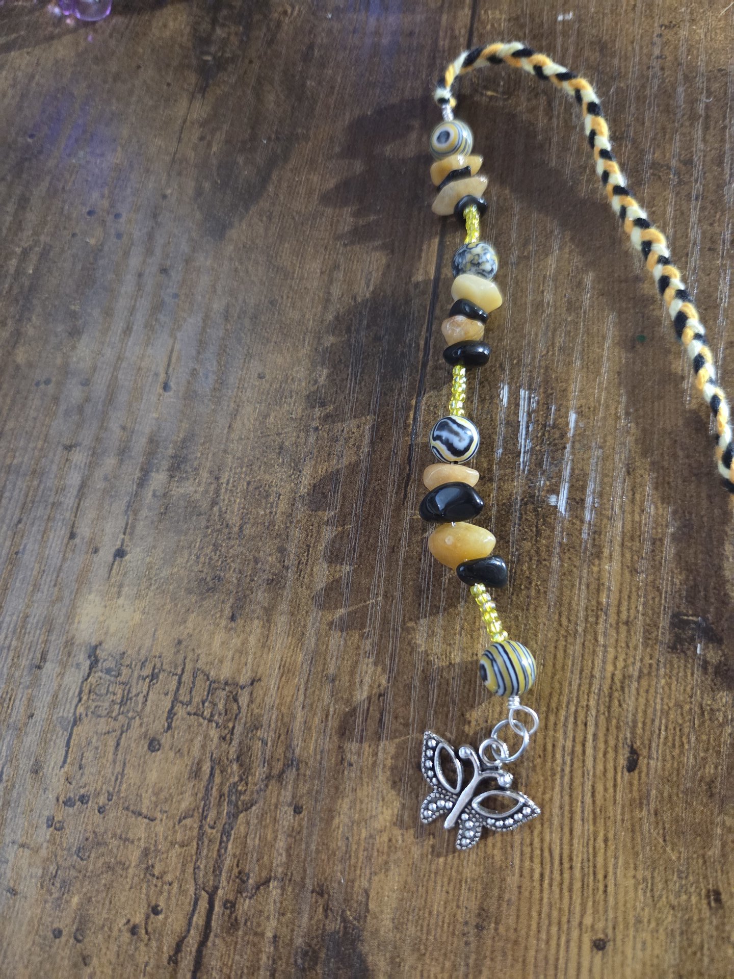 Bumblebee Butterfly Artisan Woven Gemstone Bookmark