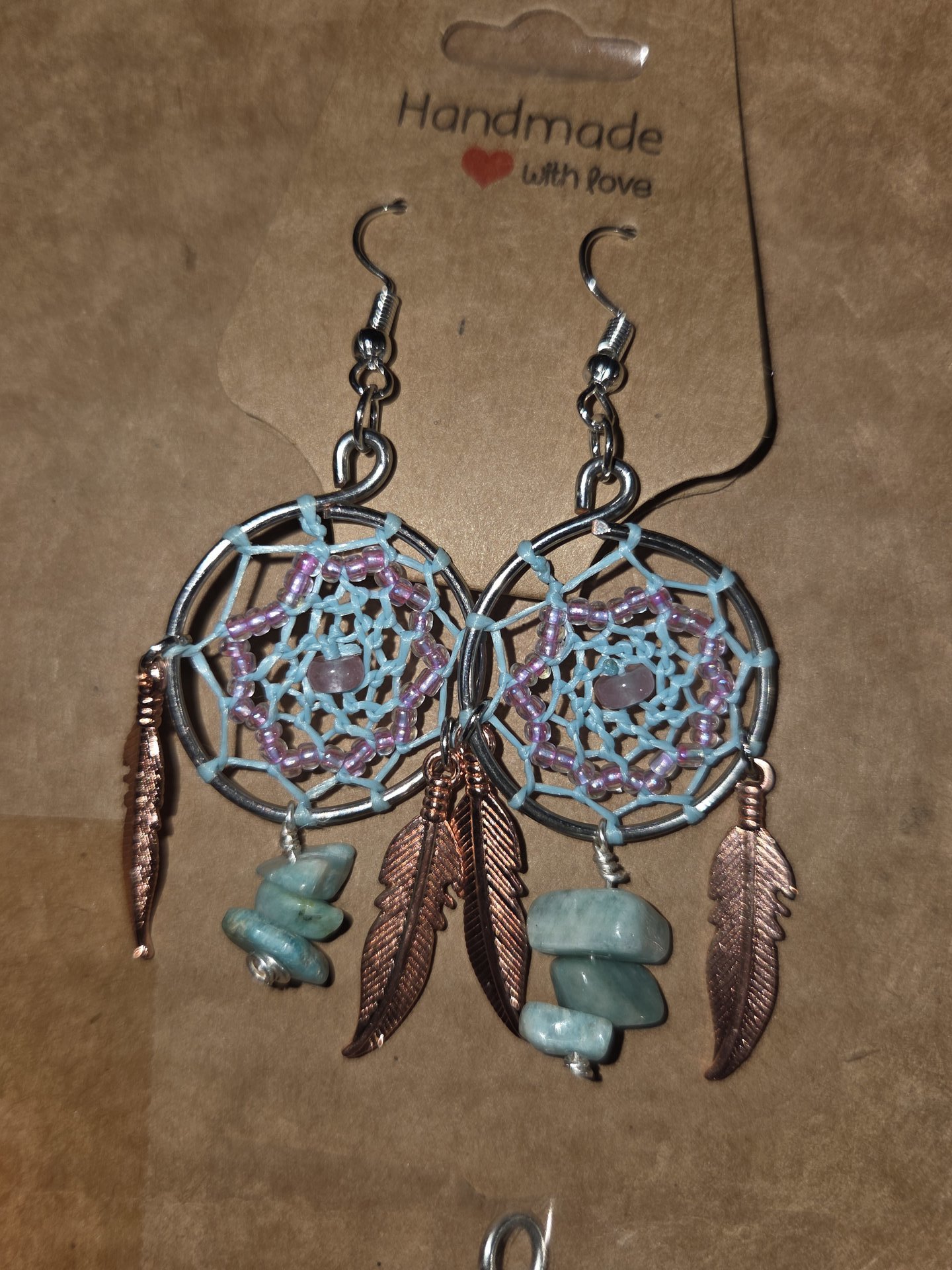  Dreamcatcher earring and necklace gemstone jewelry set