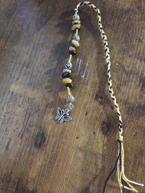 Bumblebee Butterfly Artisan Woven Gemstone Bookmark