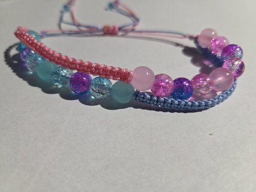 Pink & Blue Harmony Macramé Bracelet